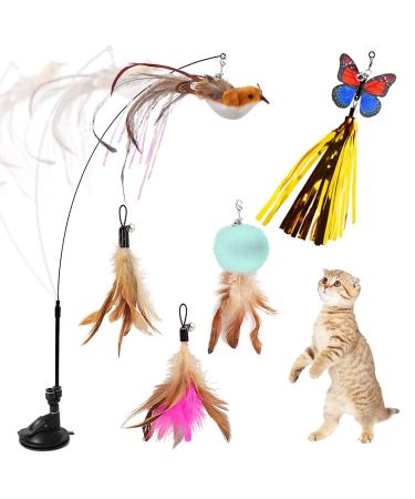 Sunshine smile cat toys set cat toys pack interactive cat toys springs cat toys pets pets treat treat dog cat (A-1 birds+3 feather+1 butterfly)