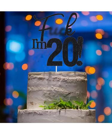 VIKY 20th Birthday Cake Topper | Glittery Tortendeko for Young Girls | Black 20th Birthday Party Decoration - Buy Online on SooperMarket.com