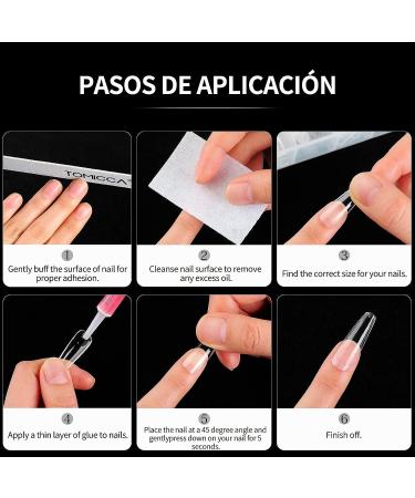 TOMICCA Clear Coffin Nail Tips 500pcs - Long Full Cover Acrylic Fake Nails | Ballerina Style in 10 Sizes for Nail Extension - Ideal for Salons and DIY Nail Art - Buy Online on SooperMarket.com