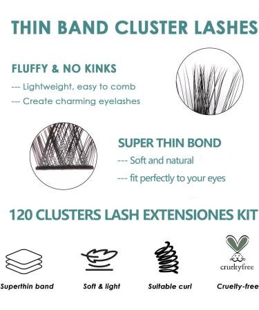 SISILILY Lash Extension Kit- DIY False Eyelashes Fluffy Cluster Lashes with Bond, Seal, Glue, and Tweezers - C D Curl 10/12/14/15/16mm - 120 Clusters (DM01-mix) - Buy Online on SooperMarket.com