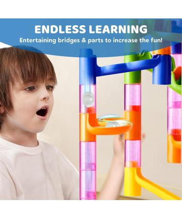 Joyin 196-Piece Multi-Colored Marble Railway Set - Building Blocks & Learning Toys for Kids | Translucent Plastic Parts & Glass Marbles - Buy Online on SooperMarket.com