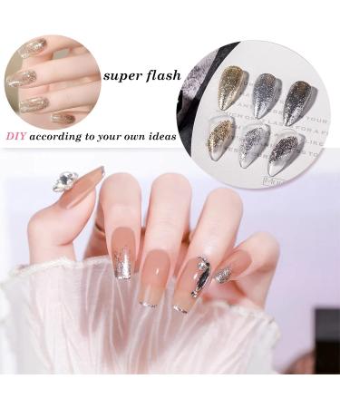 Buy Silver Metal Glitter Gel Nail Polish - 4 Colors | Platinum Gold Silver Black Glitter | Soak Off Gel for DIY Nail Art - Sparkling Nail Polish Liner - Buy Online on SooperMarket.com