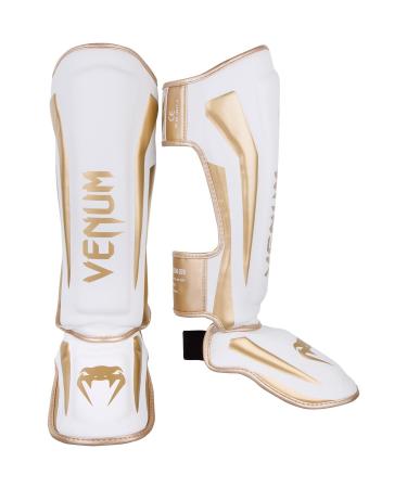 Venum Elite Standup Shin Guards-White/Gold - M