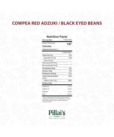 Pillai's Cowpea Red Adzuki/Black Eyed Beans - 250 grams - Buy Online on SooperMarket.com