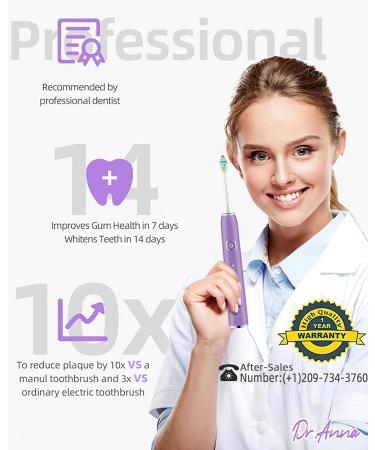7am2m Electric Toothbrush for Kids - 6 Brush Heads, 100 Days Charge, 5 Modes, Waterproof (Purple) - Buy Online on SooperMarket.com