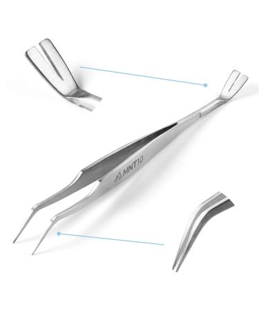 MNT10 Tee pliers stainless steel 2in1 I splinter tweezers tick tweezers + tick hooks for people and dogs in a practical metal case I ideal for ticks of every size I + free identification card