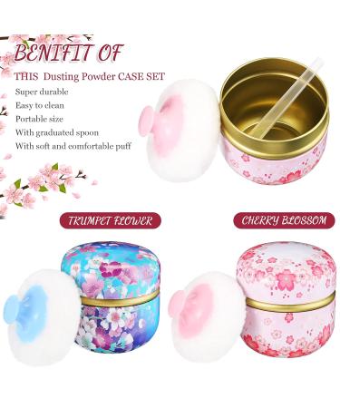 2-Piece Body Powder Puff & Container Set for Women & Babies - Soft Puffs with Spoon in Tea Case for Home & Travel - Buy Online on SooperMarket.com