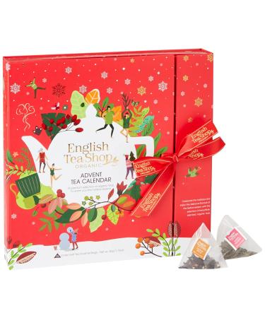 English Tea Shop Organic Book Style Red Advent Calendar - 25 Loose Leaf Tea Pyramid Bags - 13 Different Flavours. 50 g U060772