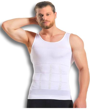 Men's Mistirik Compression Shirt - Slimming Body Shaper Vest - White XL - Buy Online on SooperMarket.com
