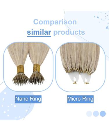 Youngsee Nano Ring Extensions | Real Hair Ash Blonde 35cm | Remy Hair 50g #18/613 | Quality Nano Hair Extensions - Buy Online on SooperMarket.com