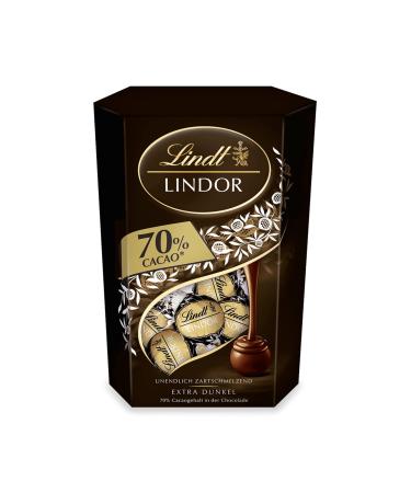 Lindt chocolate lindor balls dark 70% |500 g Cornet |approx. 40 balls of noble chocolate with 70% cocoa with a dark delicate melting filling |Pralines gift |