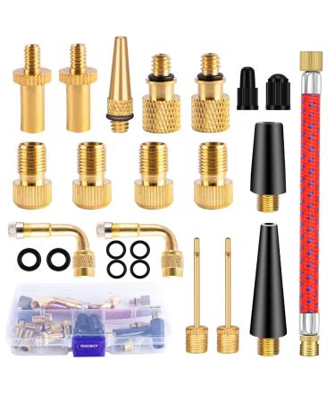 Bicycle valve adapter set 32er High -quality bicycle valve with sealing ring valve adapter bicycle tire with sorting box French valve adapter for DV AV SV