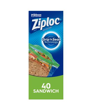 Ziploc Sandwich and Snack Bags for On the Go Freshness Grip 'n Seal Technology for Easier Grip Open and Close 40 Count