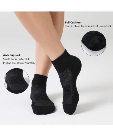 CelerSport Men's Ankle Socks 6 Pack - Cushioned Sport Athletic Running Socks, Black (Size 9-12) - Buy Online on SooperMarket.com