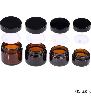 Kare & Kind Refillable Cosmetics Jars Kit | 4 Amber Glass Jars Lids & Labels | Perfect for Creams Oils & Powders - Buy Online on SooperMarket.com