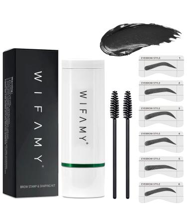 Eyebrow Stamp Stencil Kit  Brow Stamp and Shaping Kit- One Step Brow Stamp Makeup Powder with Mirror  Reusable Eyebrow Stencils Shape Thicker and Fuller Brows  Waterproof Long Lasting (Dark Grey)