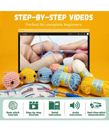 3PCS Beginner Crochet Animal Kit with Videos - Ideal Kids & Adults Crochet Kit with Yarn, Eyes, Stuffing & Hook - Perfect Boys and Girls Birthday Gift - Buy Online on SooperMarket.com