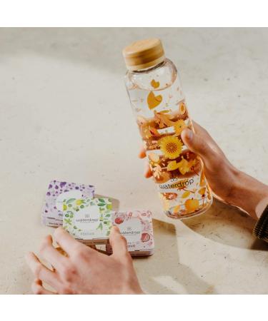 Waterdrop Starter Set Glass | 600ml Glass Bottle + 18 Sugar-Free Microdrinks in 6 Fruity Varieties | Tasting Package for Refreshing Beverages - Buy Online on SooperMarket.com