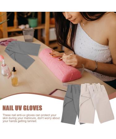 Beavorty 2 Pairs Uv Protection Gloves Anti Uv Gloves Gel Manicure Gloves Fingerless Gloves for Women Grey Beige - Buy Online on SooperMarket.com