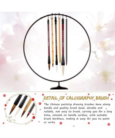 6-Piece Chinese Calligraphy Brush Set with Roll-Up Holder - Ideal for Painting, Writing, Watercolor, Sumi, Kanji Art - Buy Online on SooperMarket.com