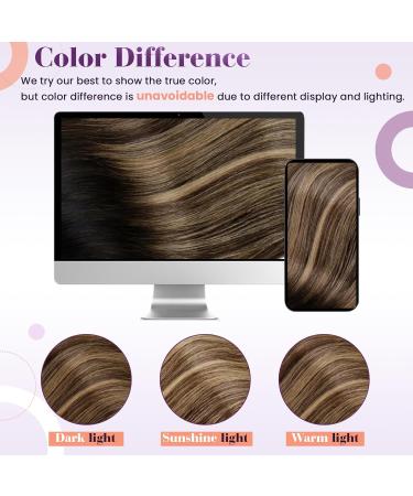 Buy Laavoo Clip-in Real Hair Extensions - Balayage Black & Brown Ombre Caramel Blonde 45cm - 7pcs 105g Remy Hair Extensions - Buy Online on SooperMarket.com