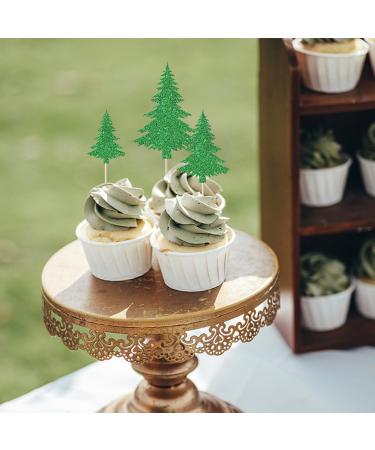 Rsstarxi 24 Pack Glitter Christmas Tree Cupcake Toppers 3 Designs Watercolor Assorted Xmas Green Cupcake Toothpicks for Christmas Winter Holiday Baby Shower Party Cake Decorations Design 20 - Buy Online on SooperMarket.com