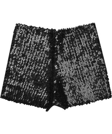 FEESHOW Kids Gymnastic Shorts Glitter Ballet Dance Metallic Spandex Shorts Black 12-16 Years - Buy Online on SooperMarket.com