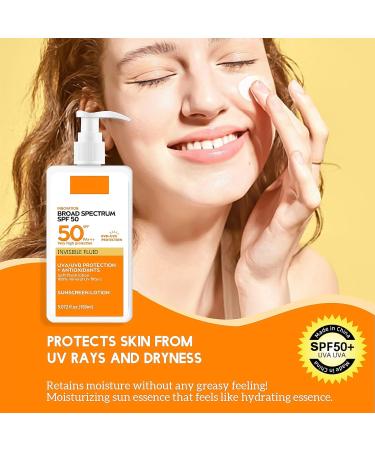 150ml Sunscreen Spf 50+ 150ml Sun Cream For High Sun Protection Invisible Fluid Suncream Very Water+Sweat Resistant Sunblock Brown Spot Reduction Face Sunscreen Sensitive Skin Sun Cream - Buy Online on SooperMarket.com