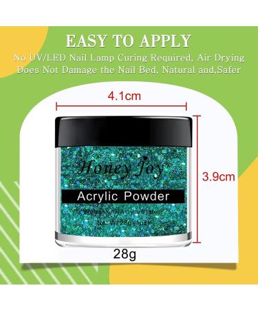 Professional Holographic Green Glitter Acrylic Nail Powder - 28g/box | HJ-NAP017-No.44 - Buy Online on SooperMarket.com
