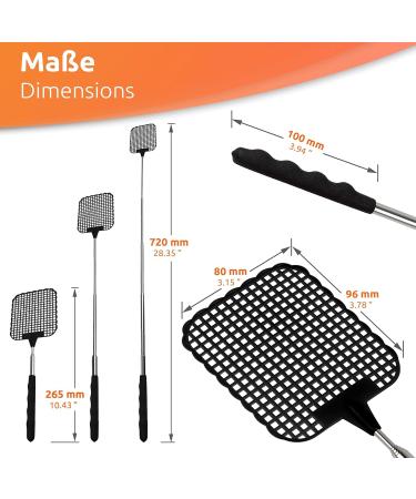 ECENCE Set of 2 Extendable Fly Swatters - Telescopic 26 cm to 72 cm Long Black - Perfect for International Shipping - Buy Online on SooperMarket.com