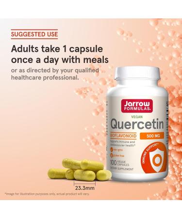 Quercetin 500 mg - Bioflavonoid - Quercetin Dietary Supplement - 100 Servings (Veggie Caps) - Supports Cellular Function Cardiovascular Health Immune Health & Response - Buy Online on SooperMarket.com