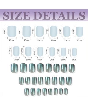 Short Holographic Blue False Nails - 24PC Press On Nails with Glue Stickers | Elegant Touch for Women - Perfect for Party or Daily Wear (JP1314) - Buy Online on SooperMarket.com