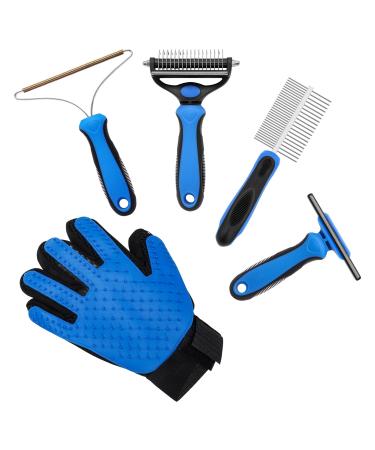 5 pieces pet brush set furniture pet hair remover with*2 dogs cats brush for long -haired/shorthair animal hair remover lint roller for sofa bed double lint remover (set 5)