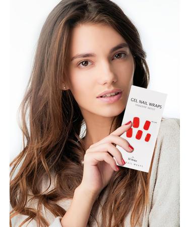 Kalolary 32PCS Gel Nail Polish Strips - Bright Red | Adhesive Full Wrap Sticker with Nail File | Waterproof & Long-Lasting | UV/LED Lamp Required - Buy Online on SooperMarket.com