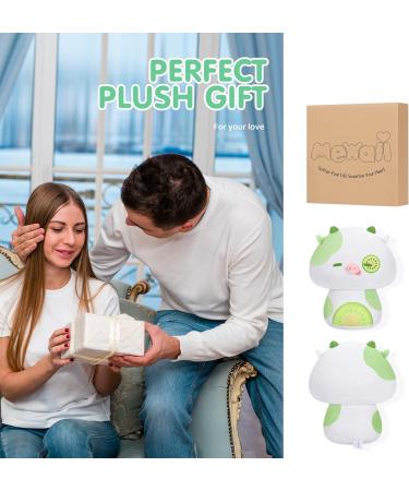 Mewaii 14'' Kiwi Cow Mushroom Pillow - Soft Stuffed Animal Plushie Toy for Kids - Cuddly Green Cow Plush 14 Inch - Buy Online on SooperMarket.com