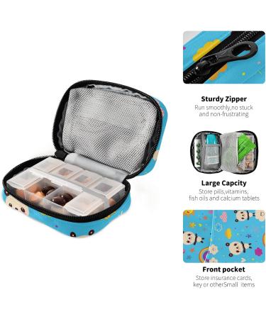 SUABO Panda Bears Weekly Pill Organizer - Travel 7 Day Pill Box with Separate Compartments for Medications & Vitamins | Blue - Buy Online on SooperMarket.com