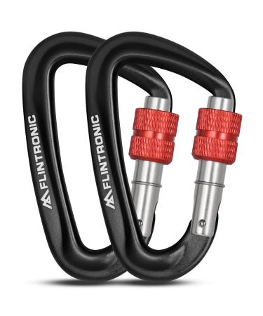 Flintronic carabiner hook carabiner carabiner hook twist lock aluminum carabiner for hammock swing camping fishing outdoor equipment #2 black-12kn