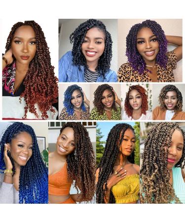 Umylar 10 Inch Pre-twisted Passion Twist Crochet Hair 8 Packs - Short Bohemian Braids Synthetic Extensions in 1B/350 - for Women - Buy Online on SooperMarket.com