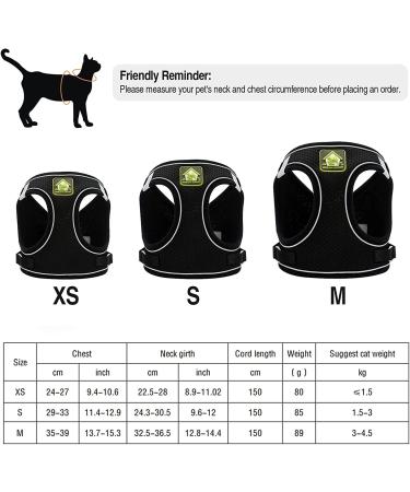 Adjustable Cat Dishes Set - Reflective Soft Lining & Breathable Mesh for Outdoor Training | M Size (Black) - Buy Online on SooperMarket.com