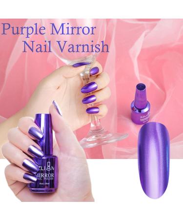 Purple Nail Polish Nail Varnish Chrome Metallic Mirror Quick Dry Metal Effect No UV Needed Nail Art Polish Chrome Nail Polish Nail for DIY Nail Art Manicure at Home - Buy Online on SooperMarket.com