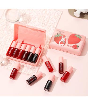 6 Colors Lip Tint Stain Set - Korean Lip Gloss Plumping Liquid Lipstick - Long Lasting & Waterproof Lip and Cheek Tint - High Pigment Vivid Colors - Lip Makeup Set - Buy Online on SooperMarket.com