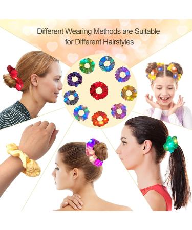 Anglecai LED Hair Scrunchies - 10 Colors Light Up Hair Bands with 3 Modes | Glow in the Dark Elastic Hair Ties for Women Girls - Buy Online on SooperMarket.com