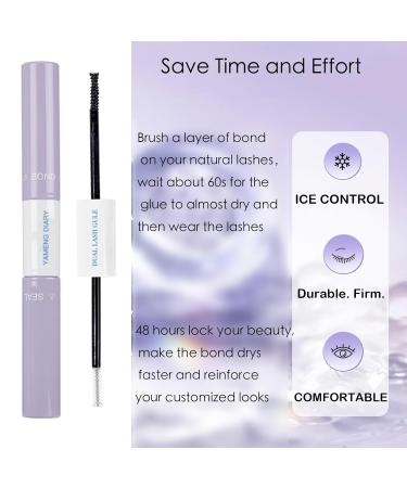 Lash Glue Bond and Seal Eyelash Cluster Lashes Extension Glue for DIY Individual Eye Lash Extensions Clear Super Strong Hold 72 Hours Waterproof Mascara Wand Eyelash Glue for Sensitive Eyes - Buy Online on SooperMarket.com