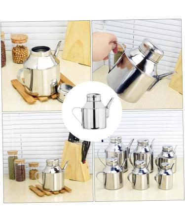 OUNONA 2pcs Sauce Pot Metal Oil Cruet Oil Pouring Bottle Mini Locker Oil Spout Oil Dispenser Bottle Metal Oil Bottle Pourer Vinegar Dispensing Cruets Condiment Liquid Kitchen Supplies 16X13X9.5CMx2pcs Silverx2pcs - Buy Online on SooperMarket.com