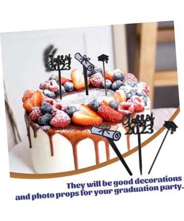 KOMBIUDA 30pcs 2023 graduation cake insert grad cake toppers graduation cupcake toppers graduation cake picks 2023 graduation party supplies cat cupcake toppers plastic paper cup graduate 7.6X4CM Black - Buy Online on SooperMarket.com