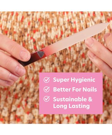 Premium Glass Nail File with Case | Czech Glass Manicure Tool | Precision Smooth Finish | Bona Fide Beauty Black Red - Buy Online on SooperMarket.com