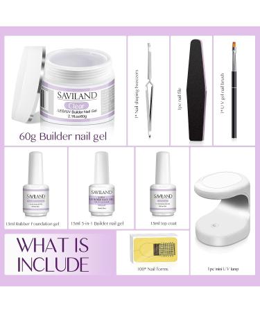 Saviland Clear 5-In-1 Builder Nail Gel Kit for Strengthening, Repair, and Extensions - Home DIY Nail Repair and Strengthening Kit - Buy Online on SooperMarket.com