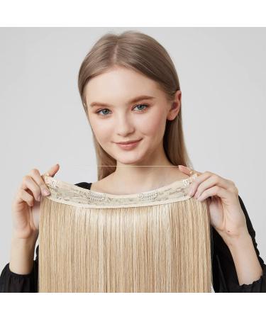 REECHO Invisible Wire Hair Extensions | Adjustable Size Secret Hairpiece for Women | 24 Inch Light Blonde | Removable Clips | Pack of 1 - Buy Online on SooperMarket.com