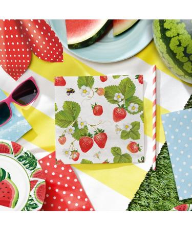 PAW 3-Layer Colorful Fruit Paper Napkins (33x33 cm) - 20 Pack for Birthdays Parties Weddings & Celebrations - Strawberry & Bees Design - Buy Online on SooperMarket.com