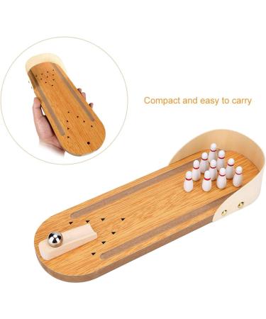 Mini Bowling Game Set - Tabletop Wooden Bowling Toy with 10 Pins and Metal Ball - Fun Home Bowling Alley for Adults & Kids - Buy Online on SooperMarket.com